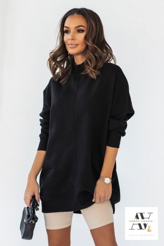 SIMPLE Czarna bluza ze stójką i przeszyciami