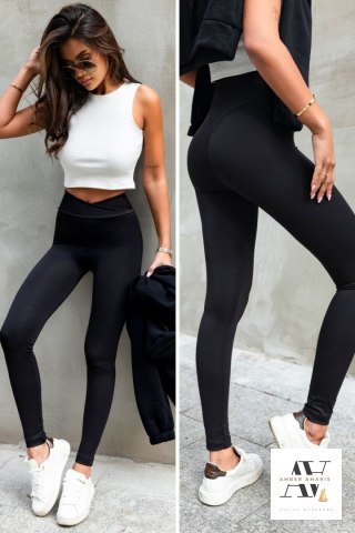 WISH Czarne elastyczne legginsy push-up