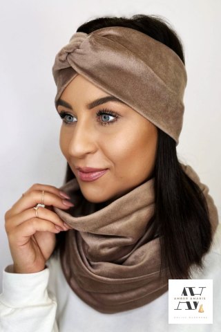 SHELLI Welurowa mocca opaska na głowę