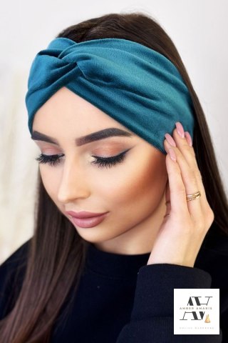 SHELLI Welurowa zielona opaska na głowę